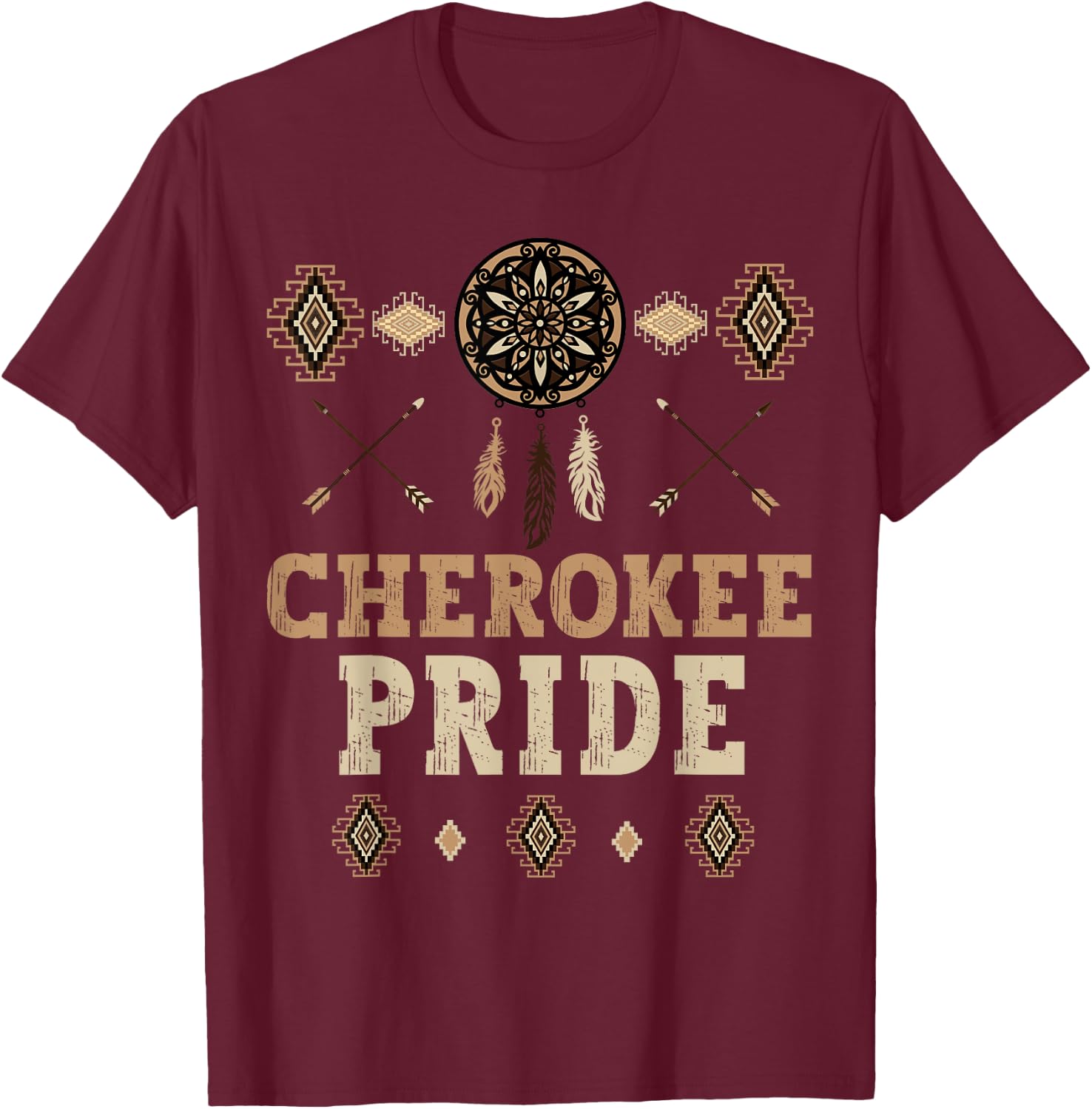 Cherokee Pride Native American Month Heritage Indigenous T-Shirt - T-Shirt | Maroon