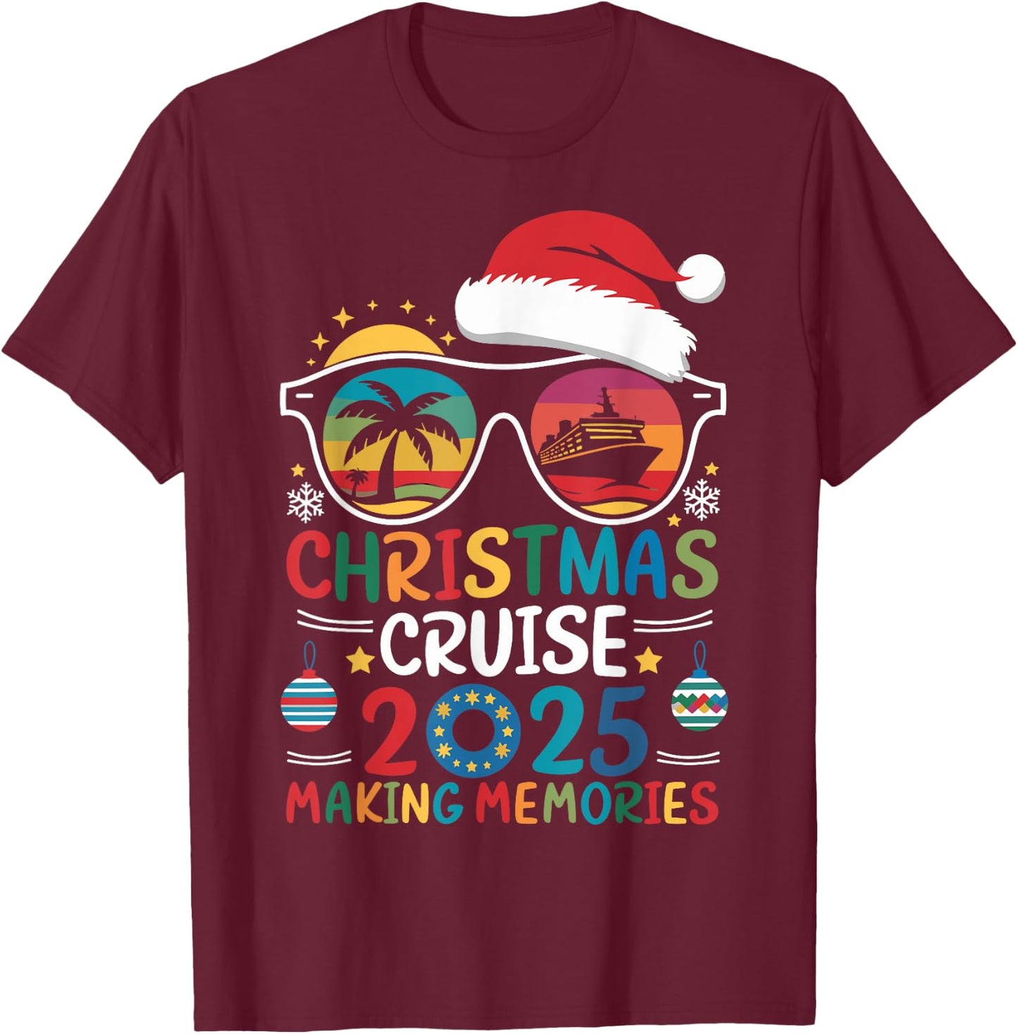Christmas Cruise 2025 Men Women Kids Family Cruise Matching T-Shirt - T-Shirt | Maroon