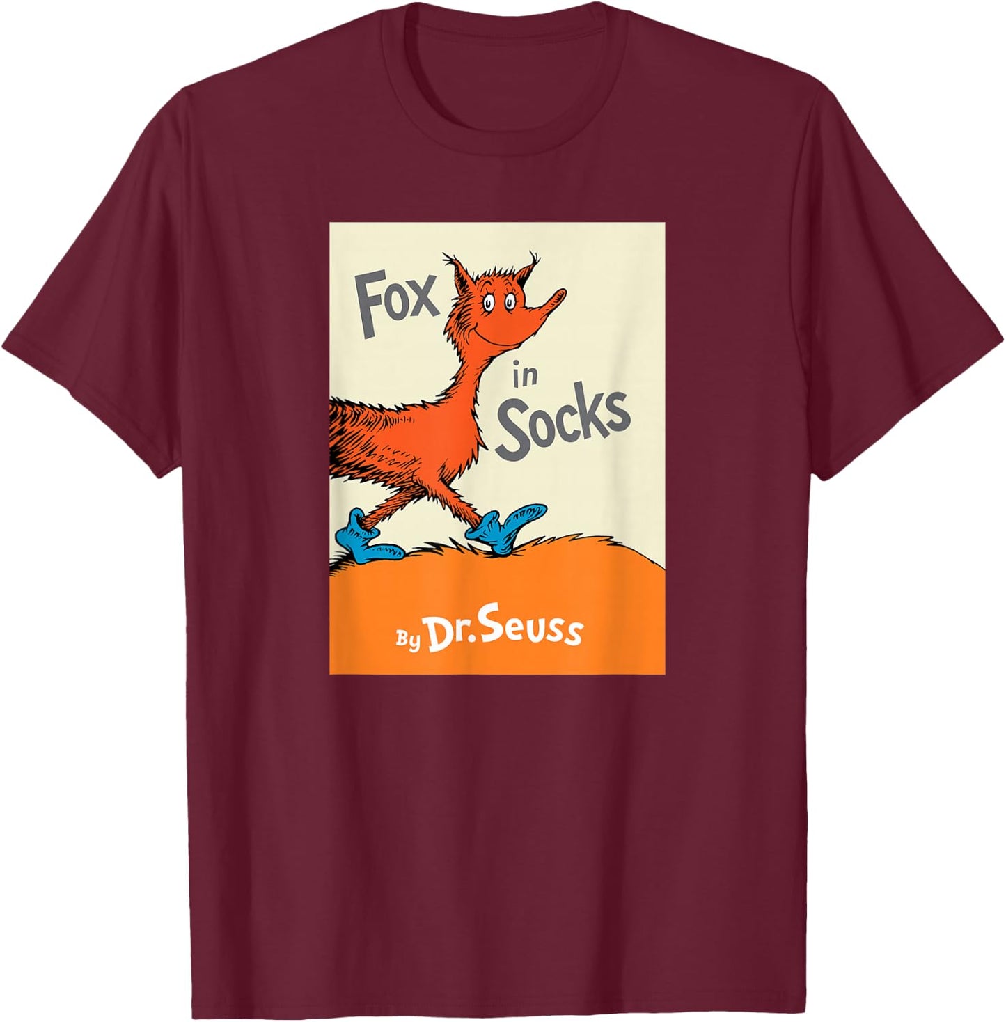 Dr. Seuss Fox in Socks Book Cover T-Shirt - T-Shirt | Maroon