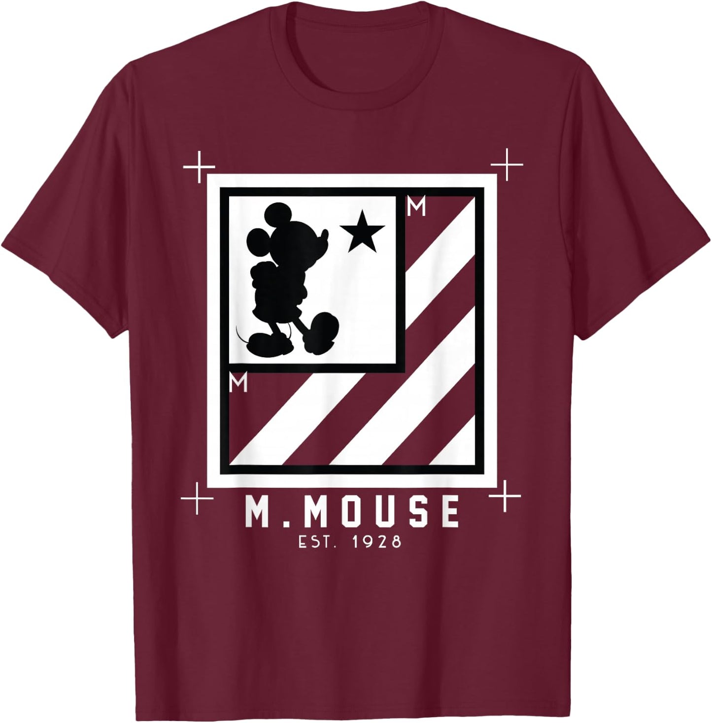 Disney - Mickey Mouse Box with stripes T-Shirt - T-Shirt | Maroon