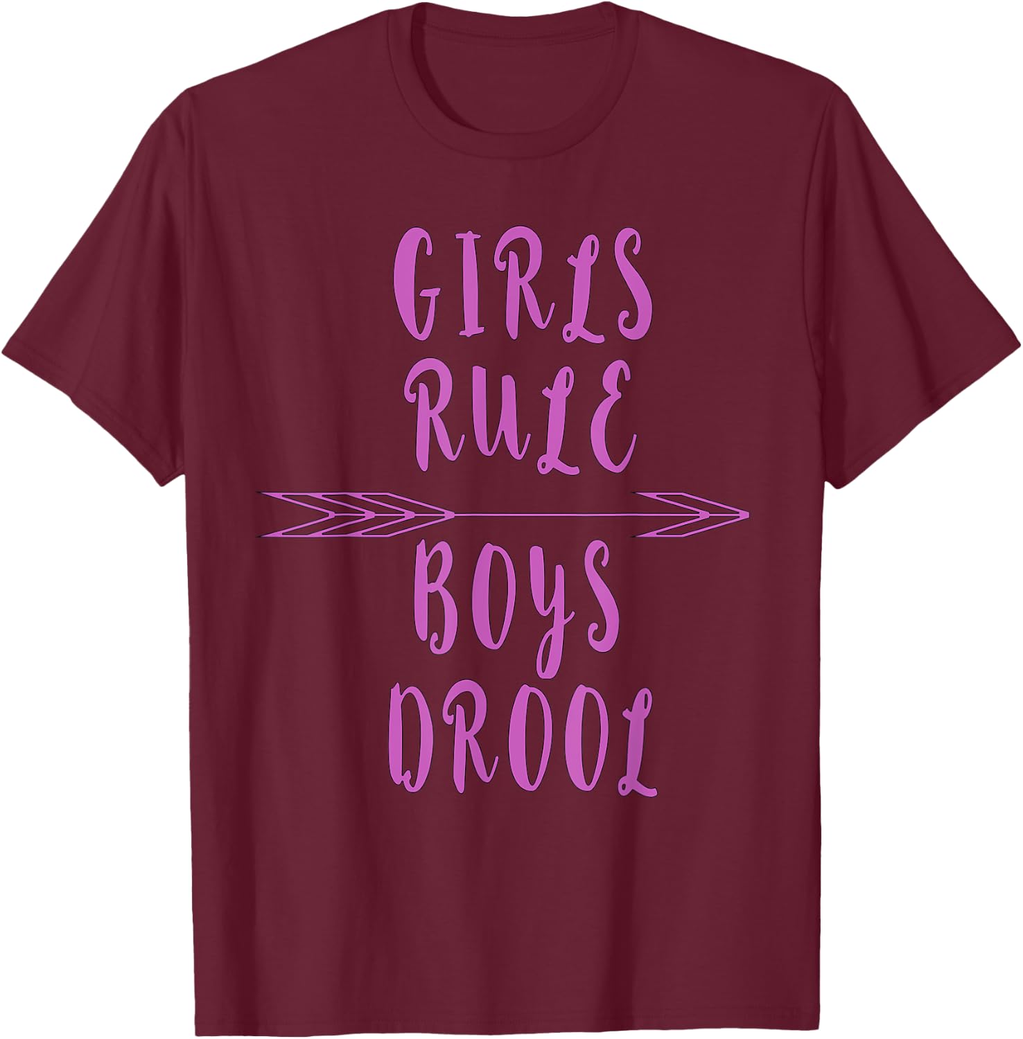 Funny witty gift ideas and tops Girls Rule, Boys Drool Anti-Valentine's Day Black Small Classic Fit Heather Grey Cotton Polyester Short Sleeve T-Shirt - T-Shirt | Maroon