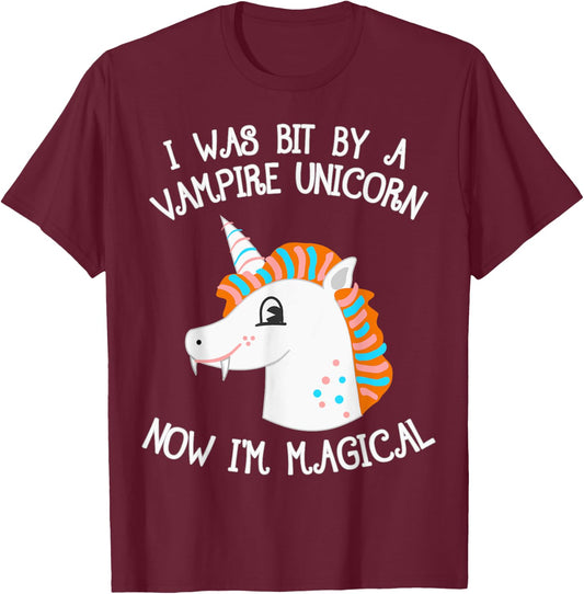 Vampire Unicorn Now I'm Magical Halloween Unicorn T-Shirt - T-Shirt | Maroon
