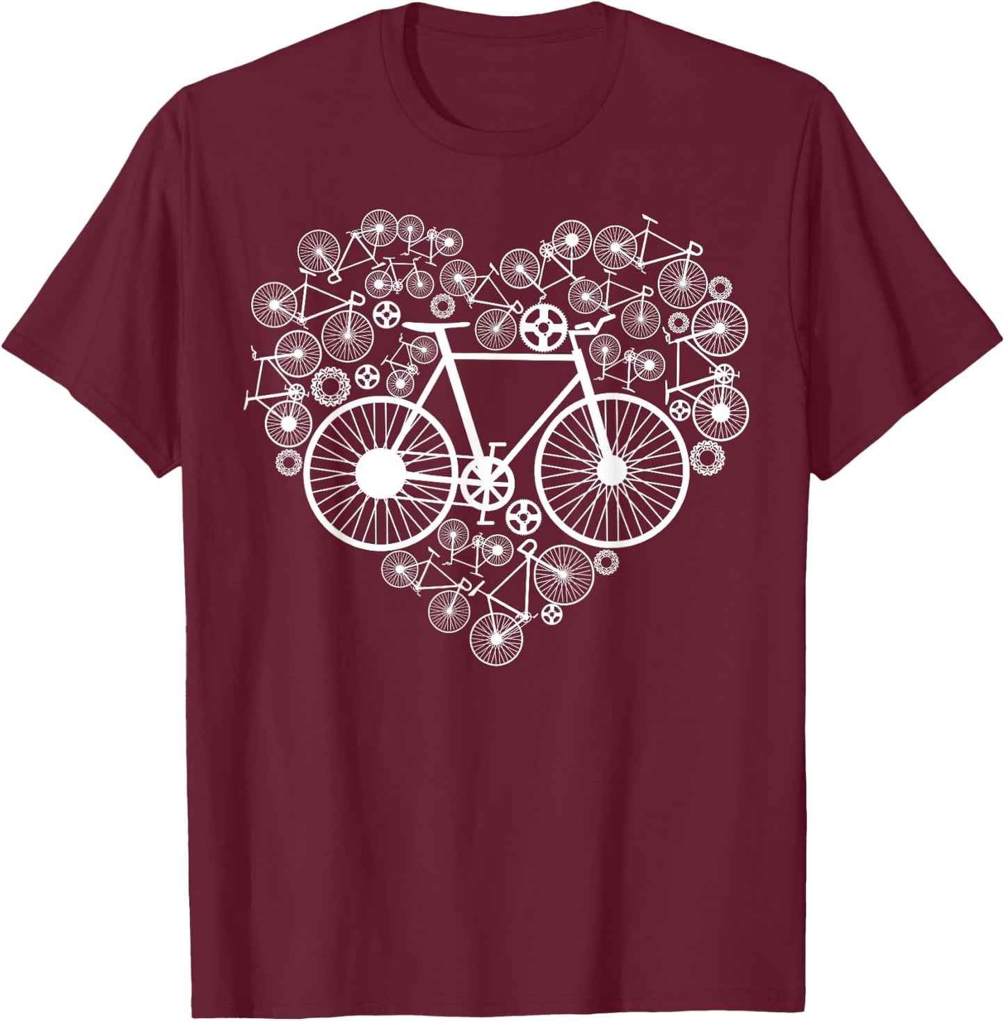 Bikes Heart Cute MTB Road Race Riding Lover Funny Gift T-Shirt - T-Shirt | Maroon