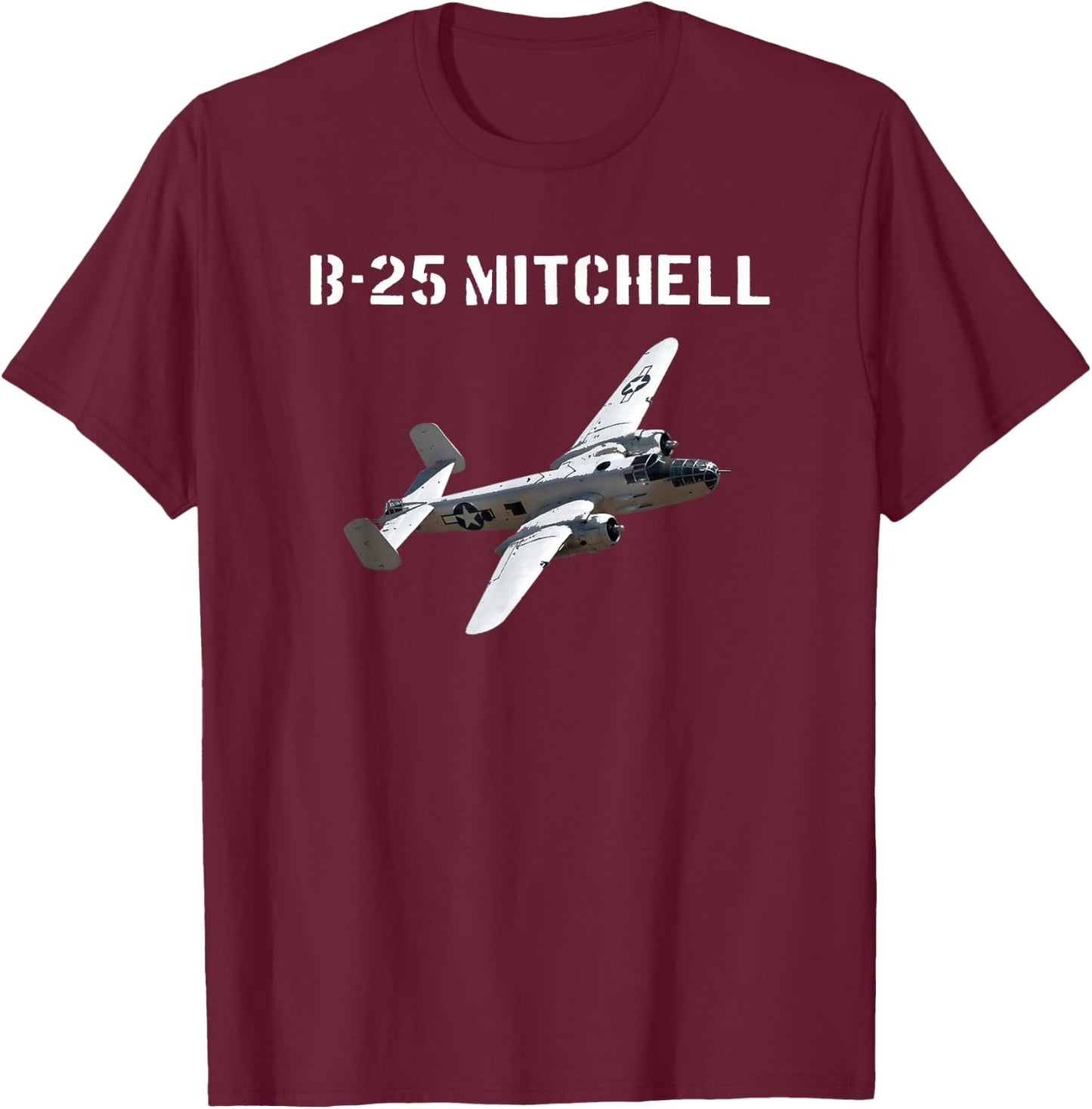B-25 Mitchell Bomber Plane WW2 Vintage T-Shirt - T-Shirt | Maroon