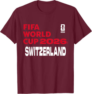Kids FIFA World CUP26 Switzerland Block Letters T-Shirt - T-Shirt | Maroon
