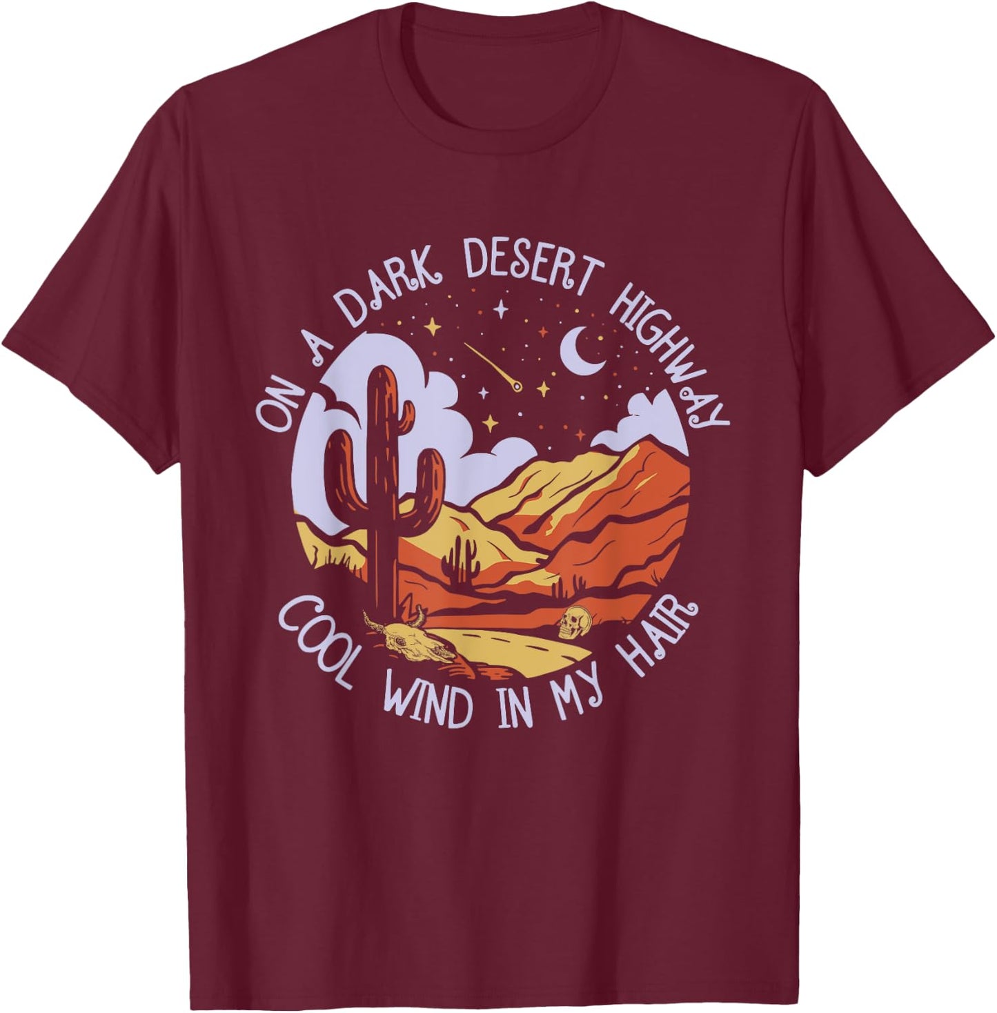 Vintage Western Deserts and Mountains - Cool Wind in My Hair T-Shirt - T-Shirt | Maroon