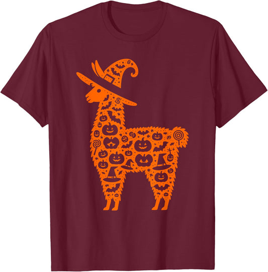 Funny Pumpkin Llama Candy Halloween Kids T-Shirt - T-Shirt | Maroon
