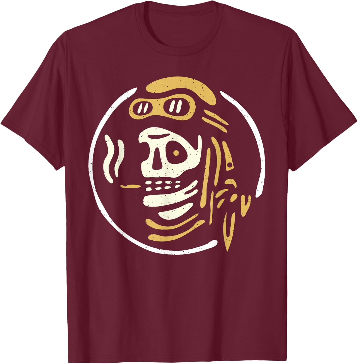 Vintage Biker Ghost Pilot - Tattoo Flash Rider Skull T-Shirt - T-Shirt | Maroon