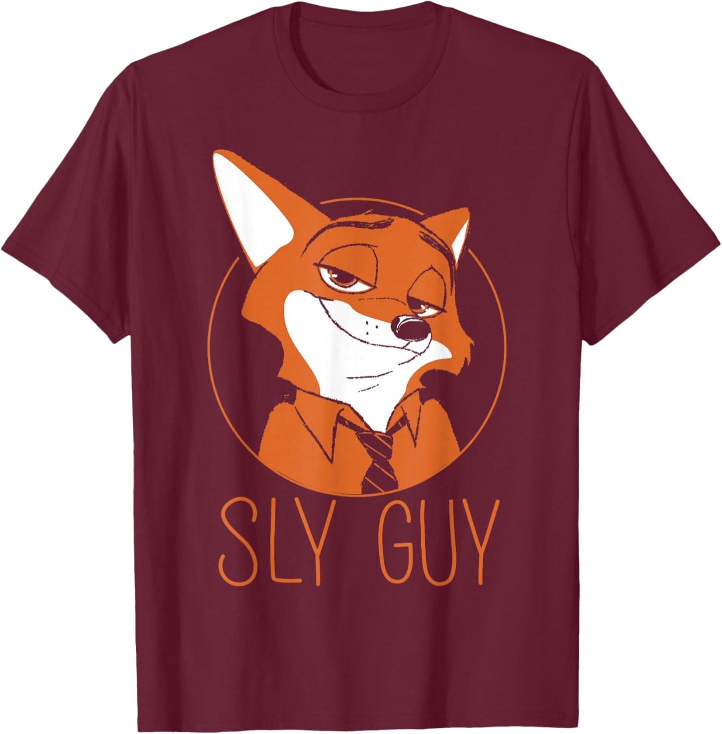 Disney Zootopia Nick Wilde Sly Guy Fox T-Shirt - T-Shirt | Maroon