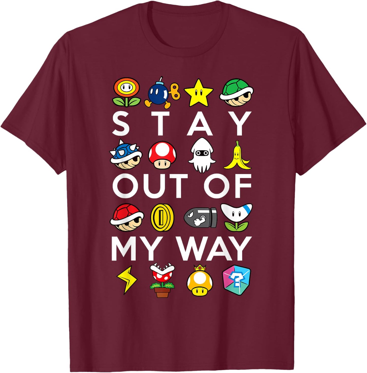 Nintendo Mario Kart Stay Out Of My Way Graphic T-Shirt - T-Shirt | Maroon