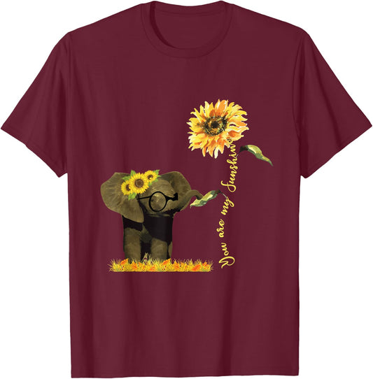 Motivational You Are Sunshine Elephant Sunflower Women Men T-Shirt - T-Shirt | Maroon