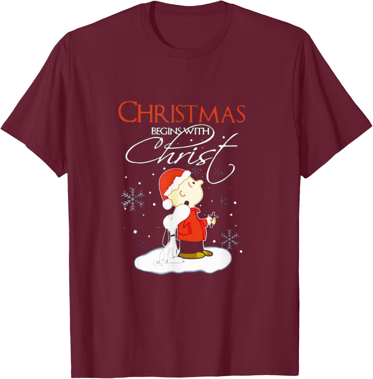 Christmas Begins With Christ Xmas Gift Holiday costume T-Shirt - T-Shirt | Maroon