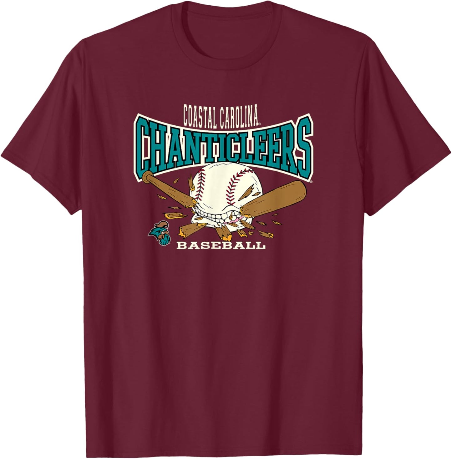 Coastal Carolina Chanticleers Baseball Bite Dark Gray T-Shirt - T-Shirt | Maroon