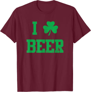 I Shamrock Beer Funny St Patrick' Day I Love Beer T-Shirt - T-Shirt | Maroon