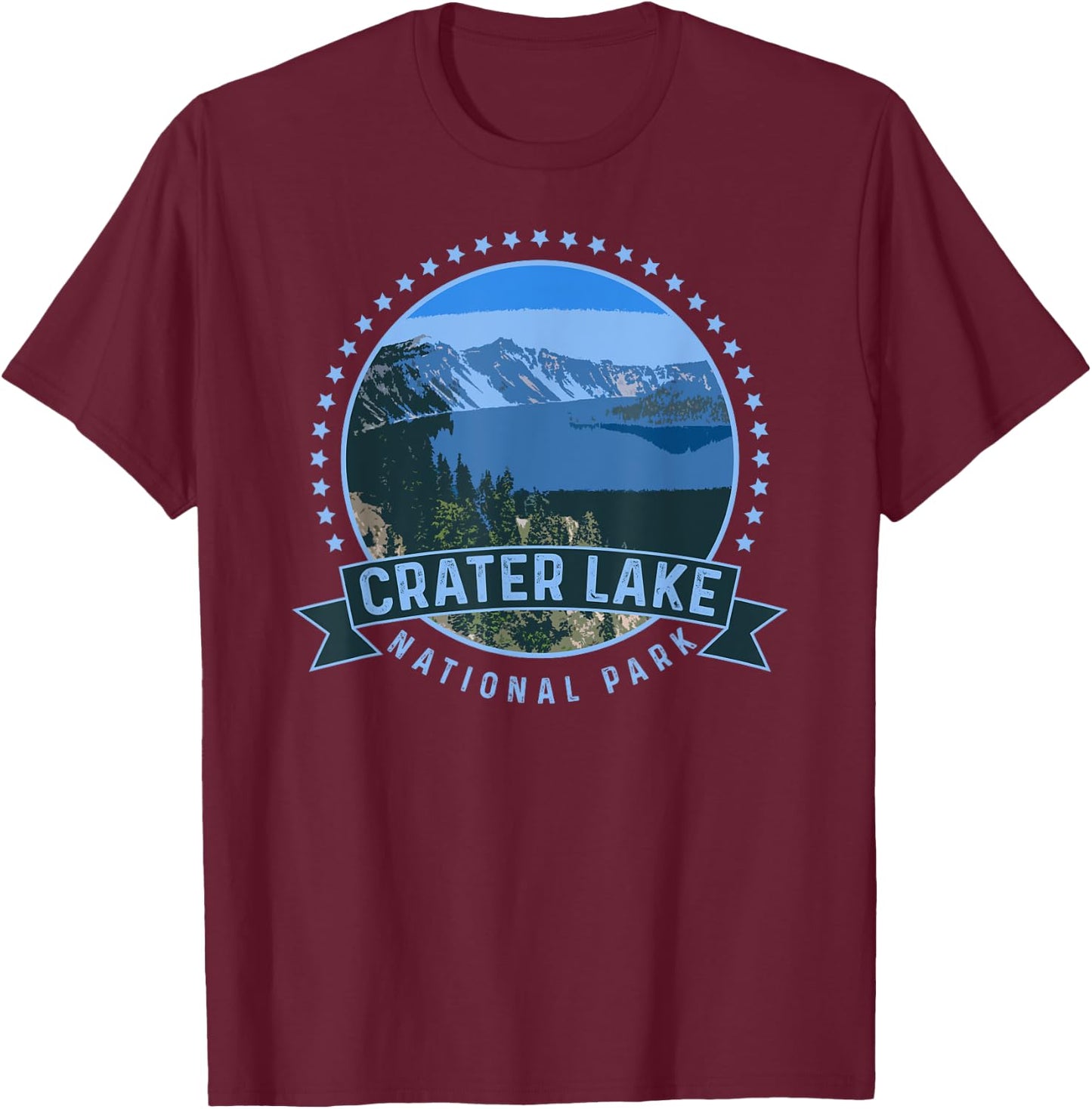 Crater Lake National Park -Outdoor Camping Hiking T-Shirt - T-Shirt | Maroon