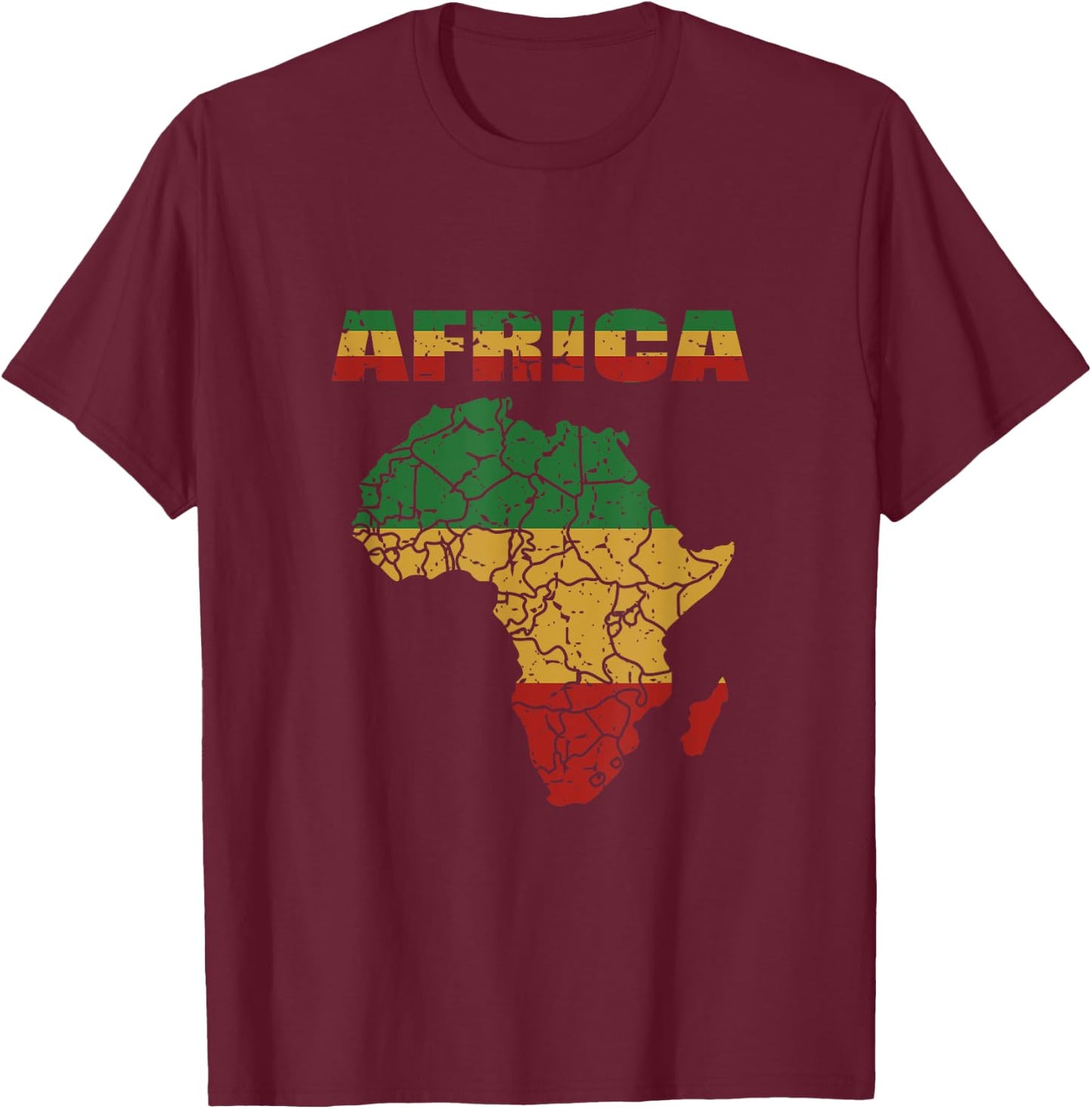 African Continent Africa Afro Reggae Flag T-Shirt - T-Shirt | Maroon