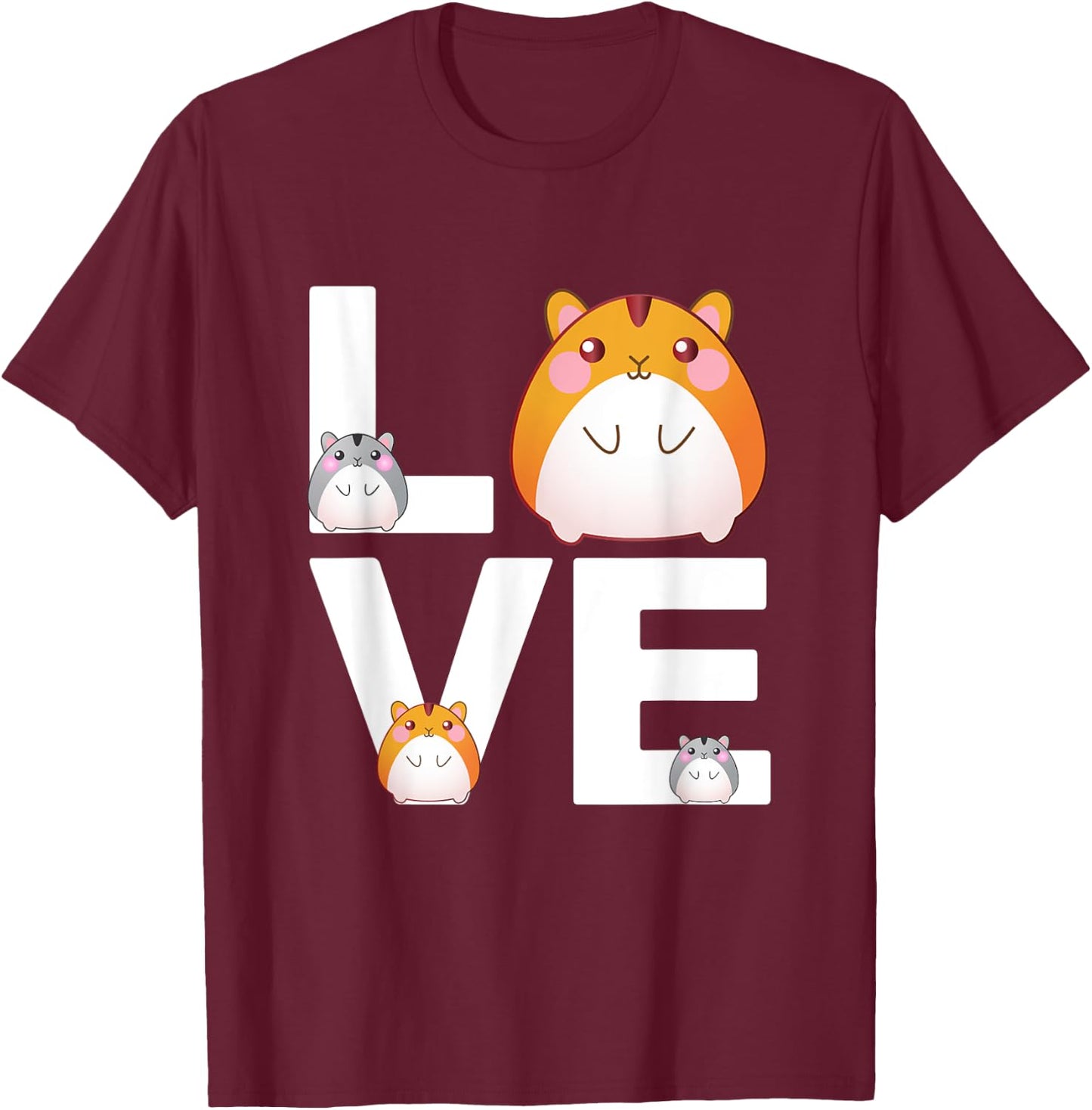 Funny Love Hamsters Shirt Animal Toys Pets Lovers T-Shirt - T-Shirt | Maroon
