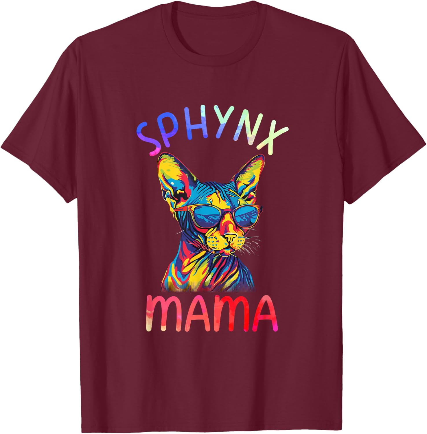 Sphynx Cat Mom Mama Pop Art Sphynx Cat Lovers Women Kids T-Shirt - T-Shirt | Maroon