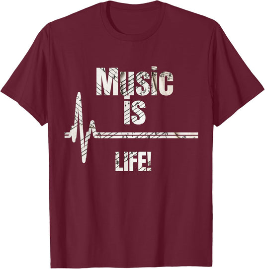 Music is Life T-Shirt - T-Shirt | Maroon