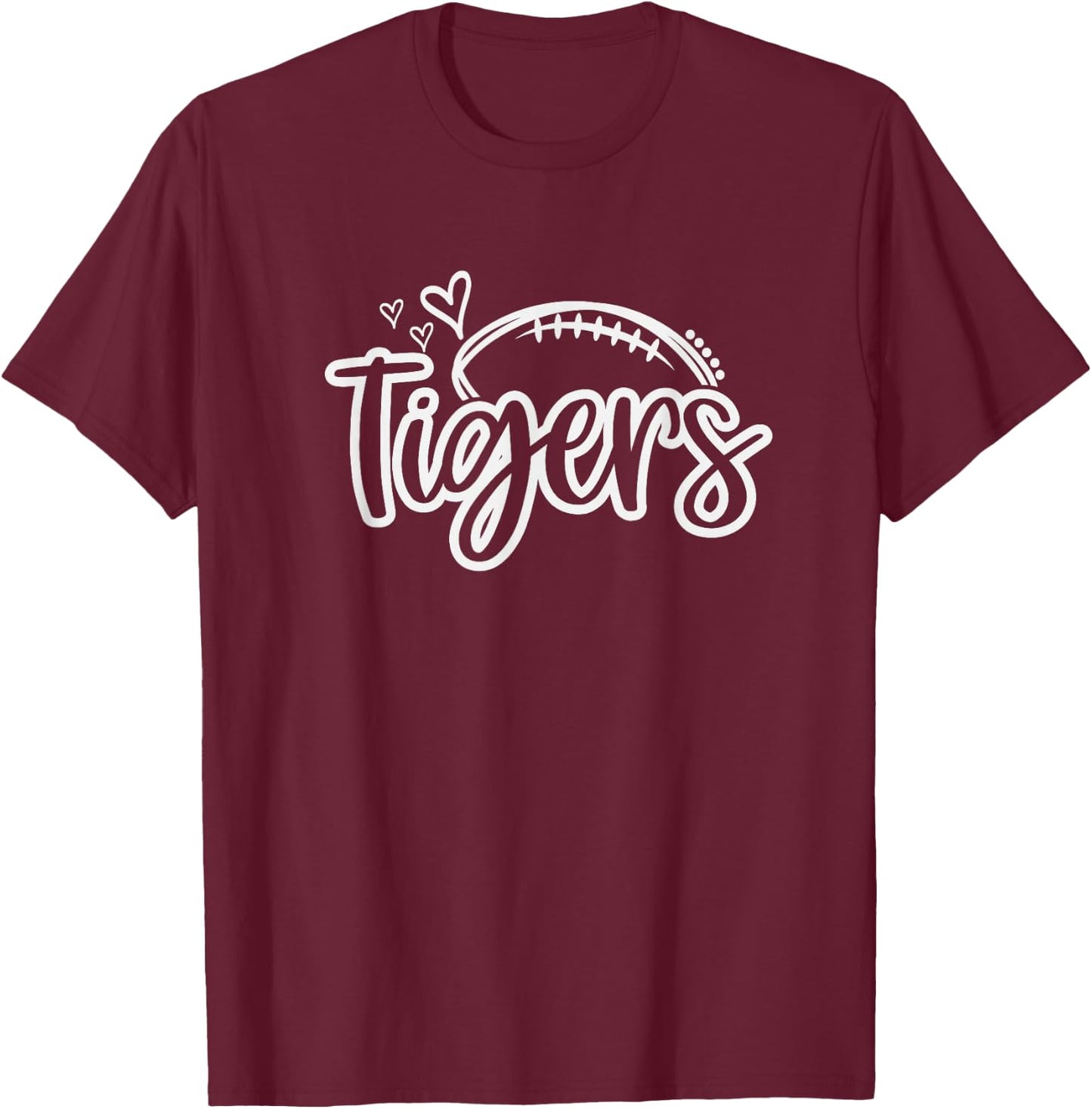Football Tigers School Sports Fan Team Spirit T-Shirt - T-Shirt | Maroon