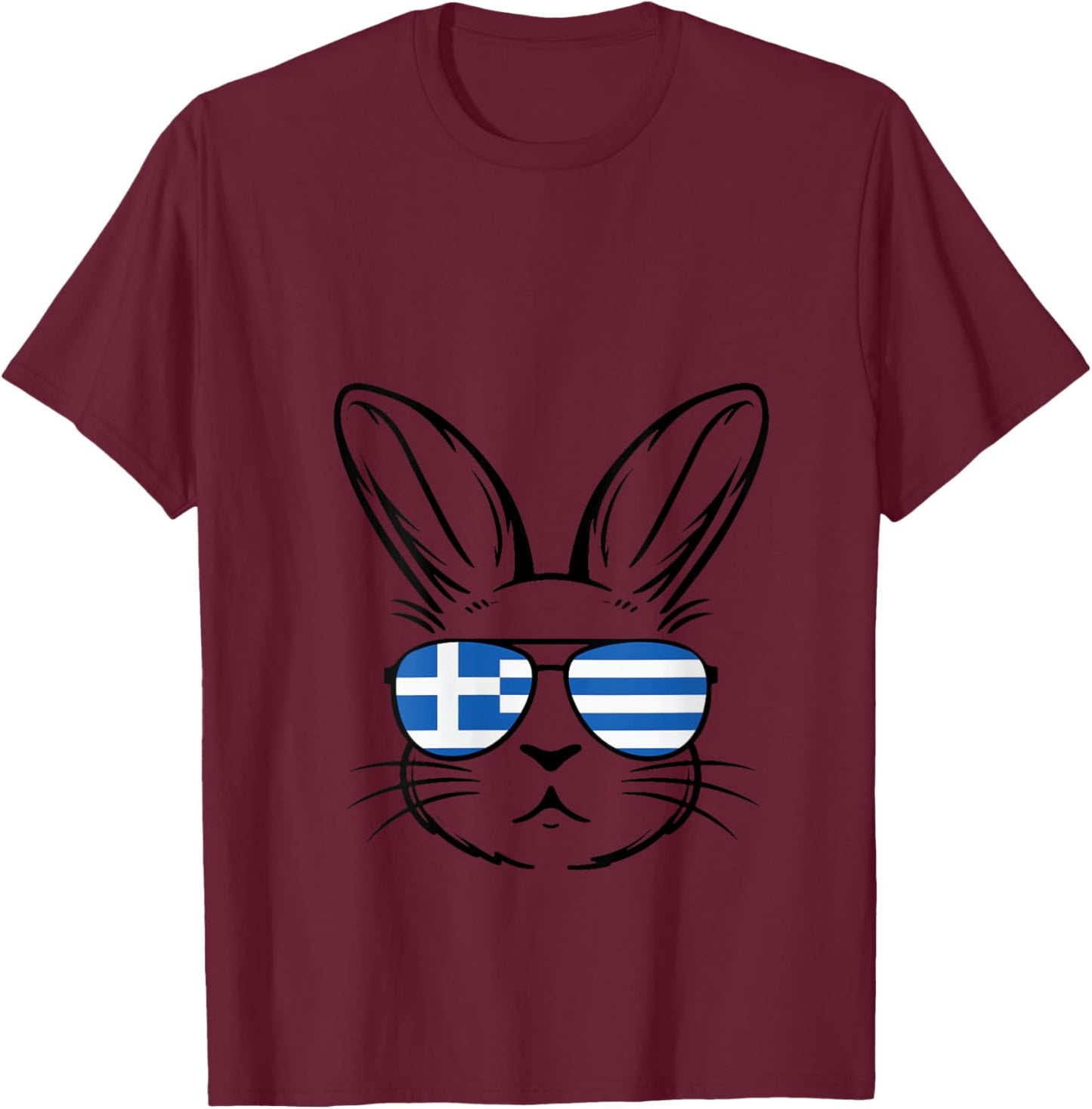 Women's Greek Flag of Greece Orthodox Easter Bunny Greek Easter V-Neck T-Shirt - T-Shirt | Maroon