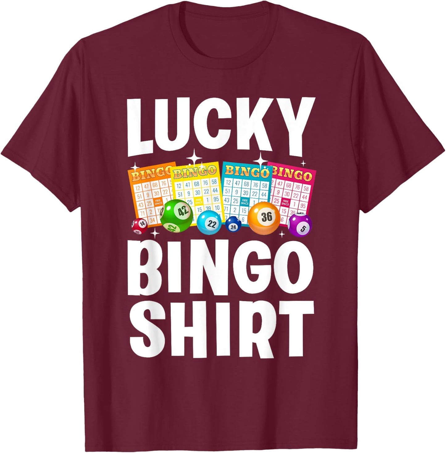 Cute Lucky Bingo Art Women Game Player Bingo Lovers T-Shirt - T-Shirt | Maroon