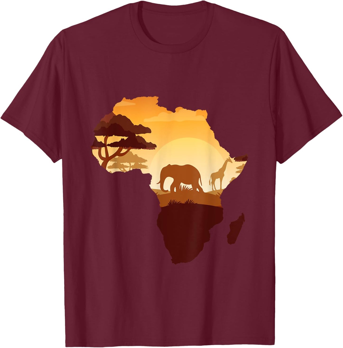 Wildlife Safari Animals Ivory Elephant T-Shirt - T-Shirt | Maroon
