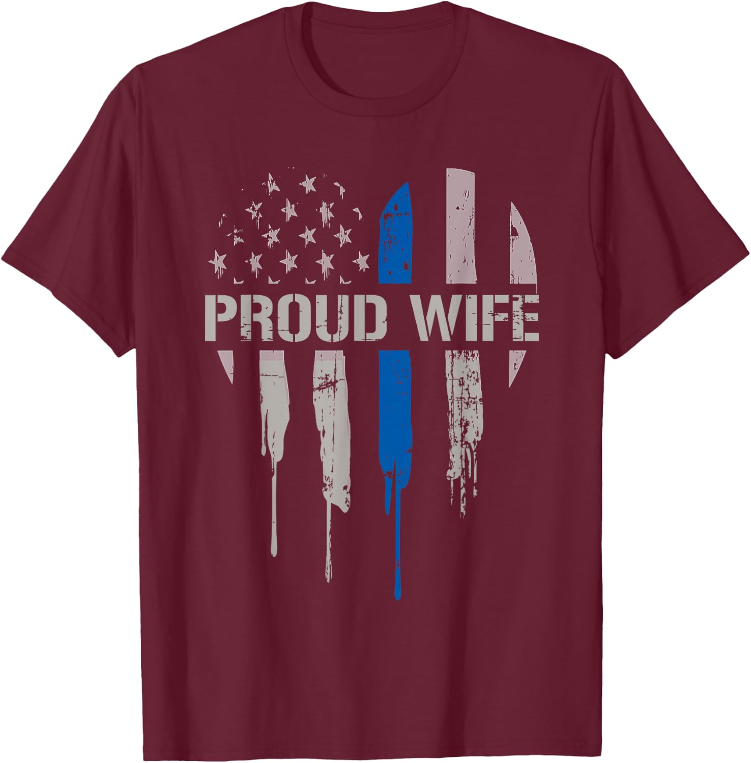 Police Wife Thin Blue Line Law Enforcement Support Family T-Shirt - T-Shirt | Maroon