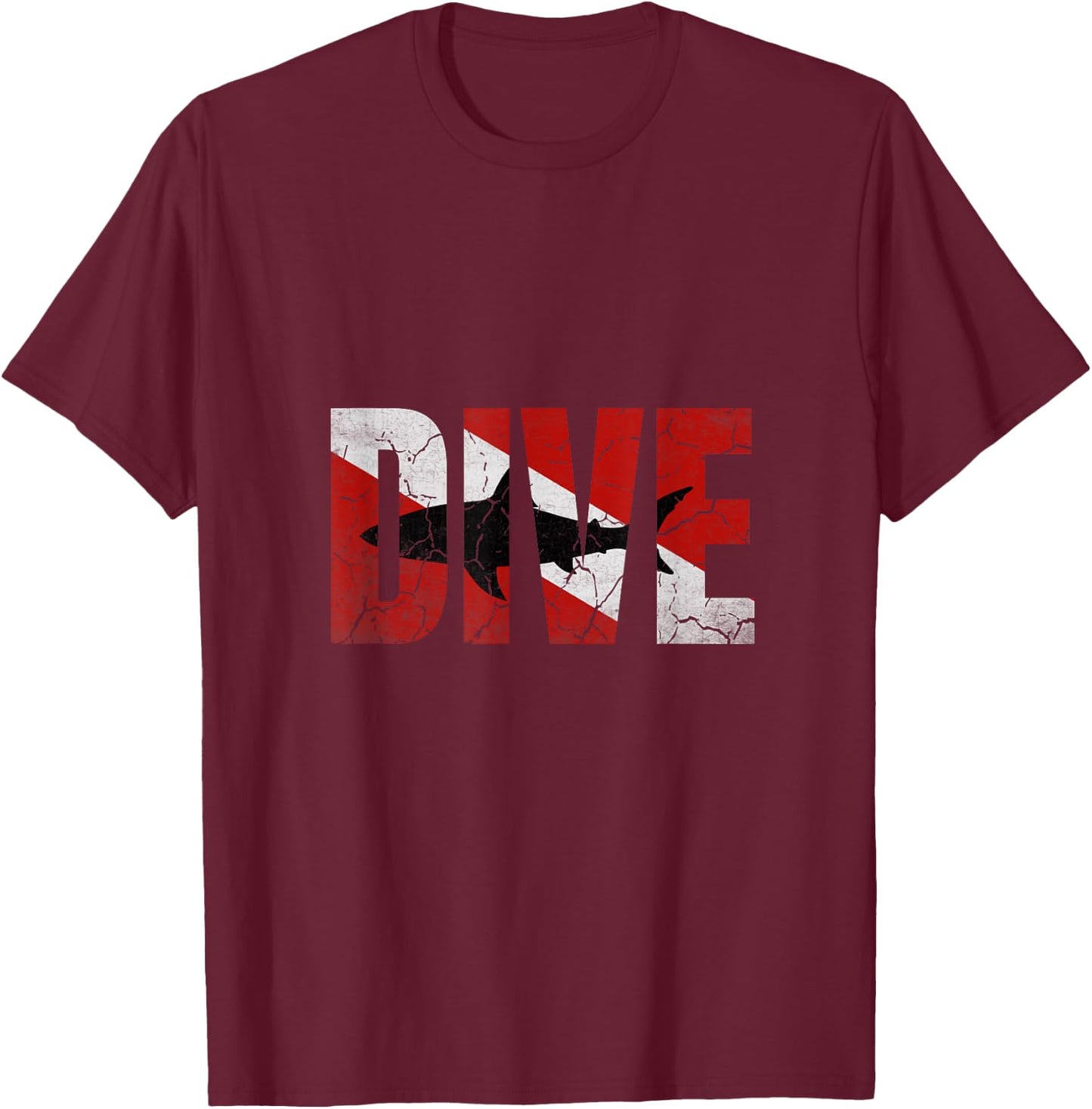 Shark Scuba Diving Flag I Freediving Deep Sea Diver Gift T-Shirt - T-Shirt | Maroon