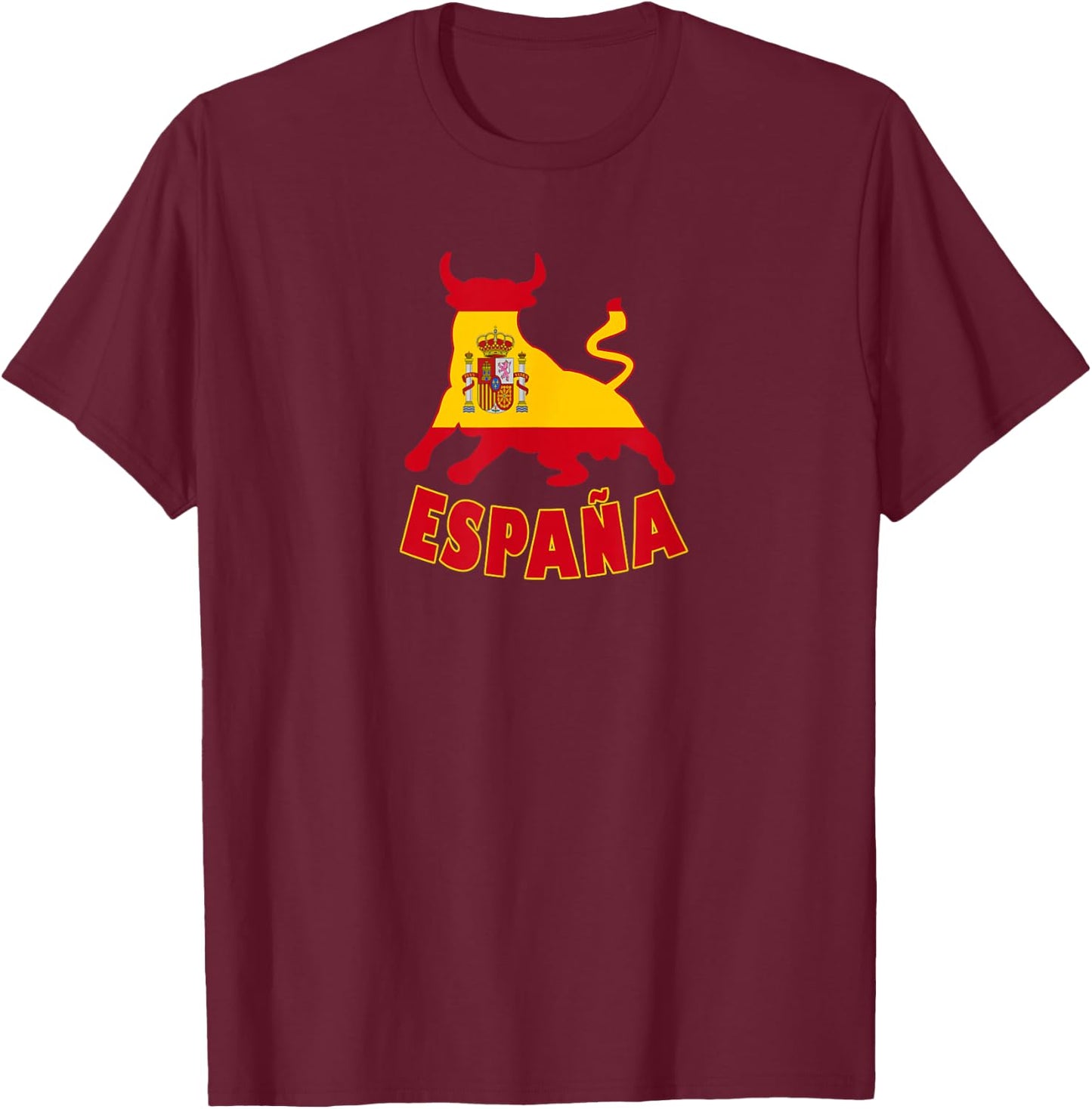 Spain Espana with bull and national flag / Present T-Shirt - T-Shirt | Maroon