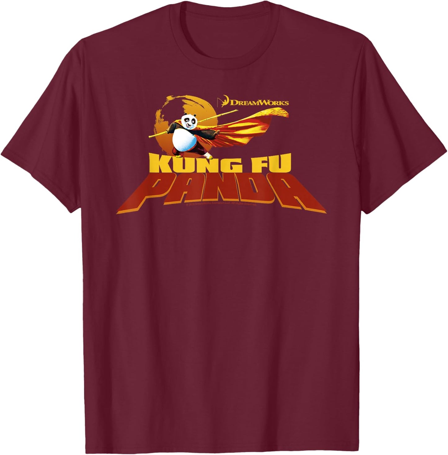 Kung Fu Panda Po Action Pose Movie Logo T-Shirt - T-Shirt | Maroon