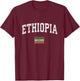 Ethiopia Vintage Sports Design Ethiopian Flag T-Shirt - T-Shirt | Maroon