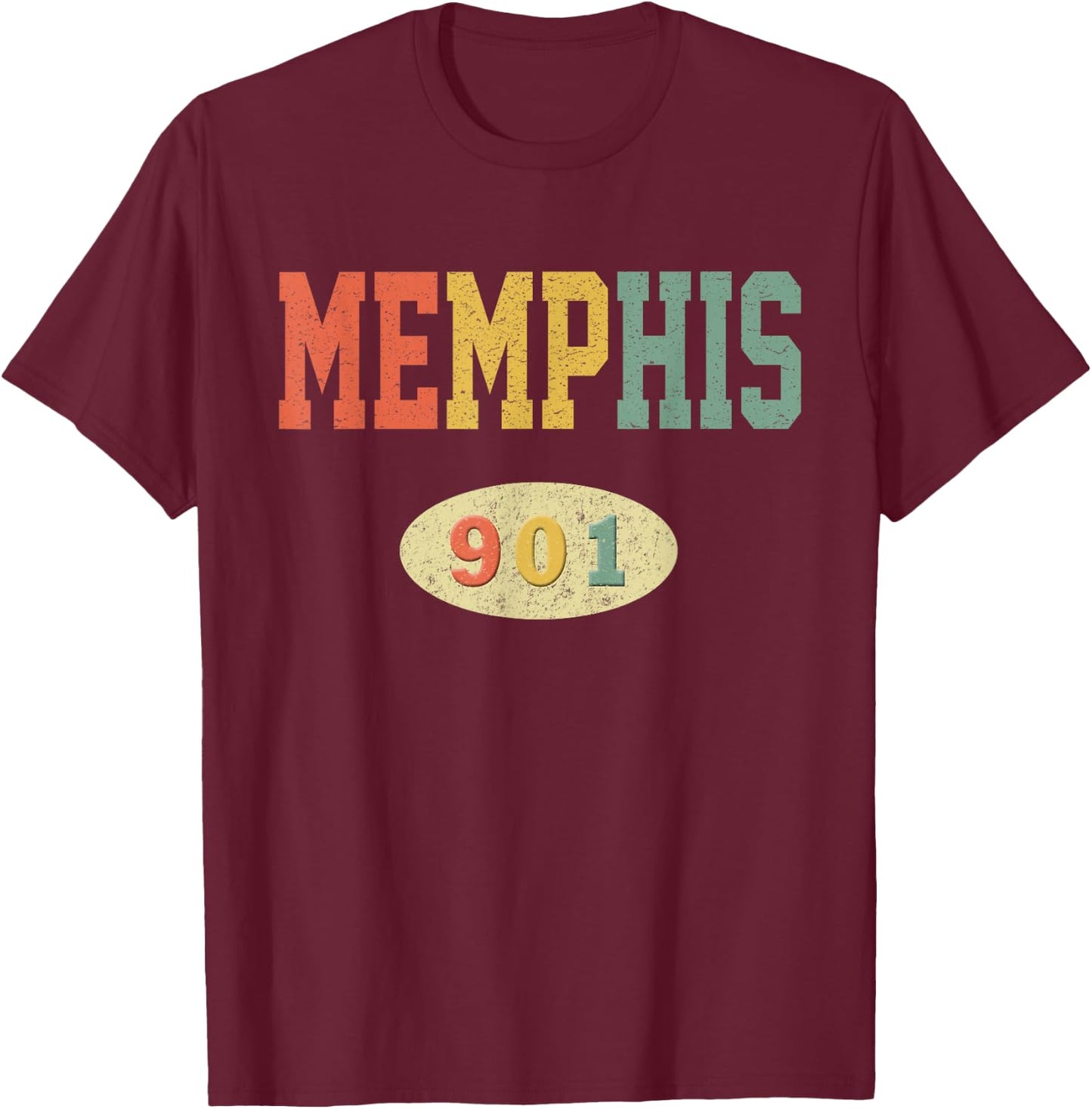Vintage Memphis Shirt Area Code 901 Retro TN T-Shirt - T-Shirt | Maroon