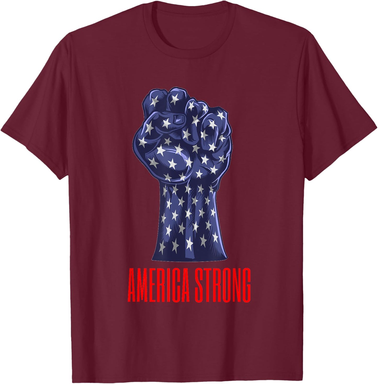 America Strong Fist Pump American Flag Old Glory Pride Kids Men T-Shirt - T-Shirt | Maroon
