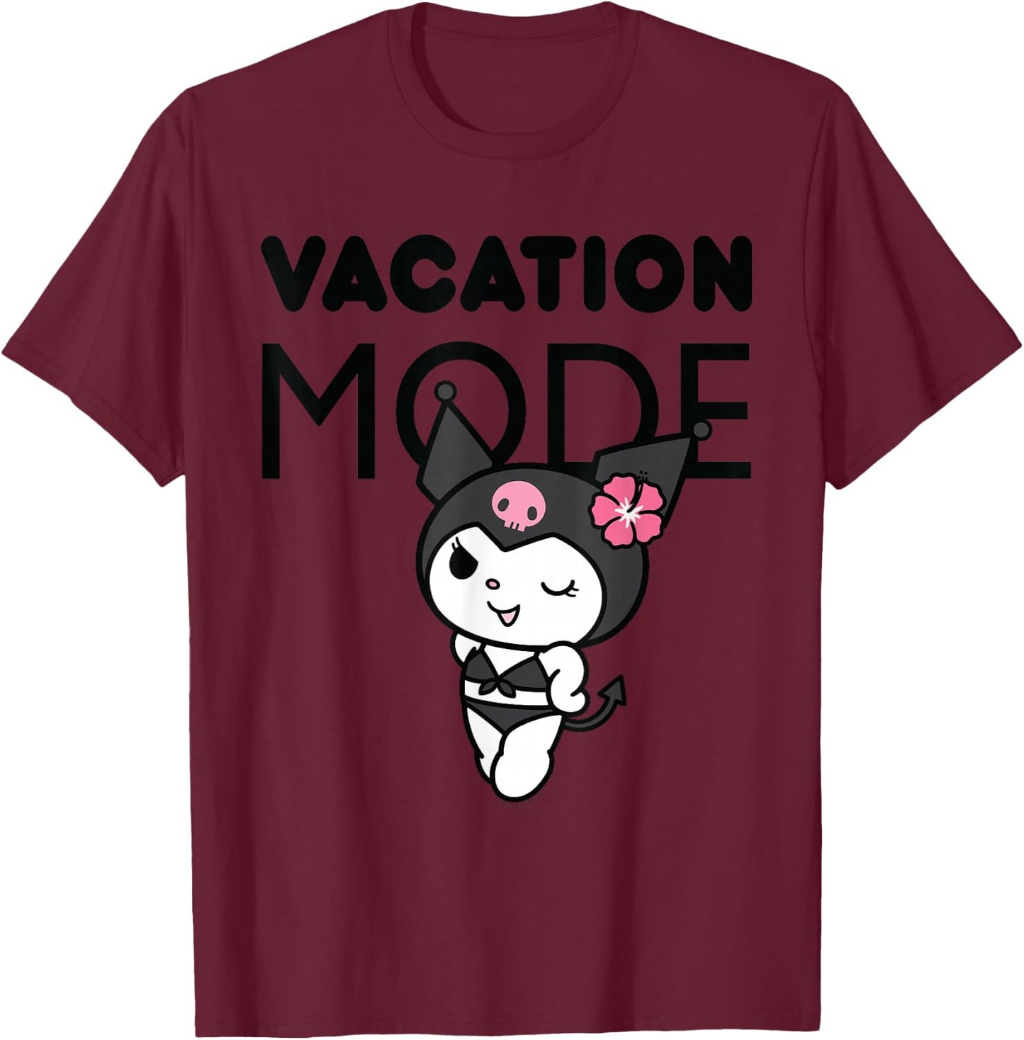 Kuromi Vacation Mode T-Shirt - T-Shirt | Maroon