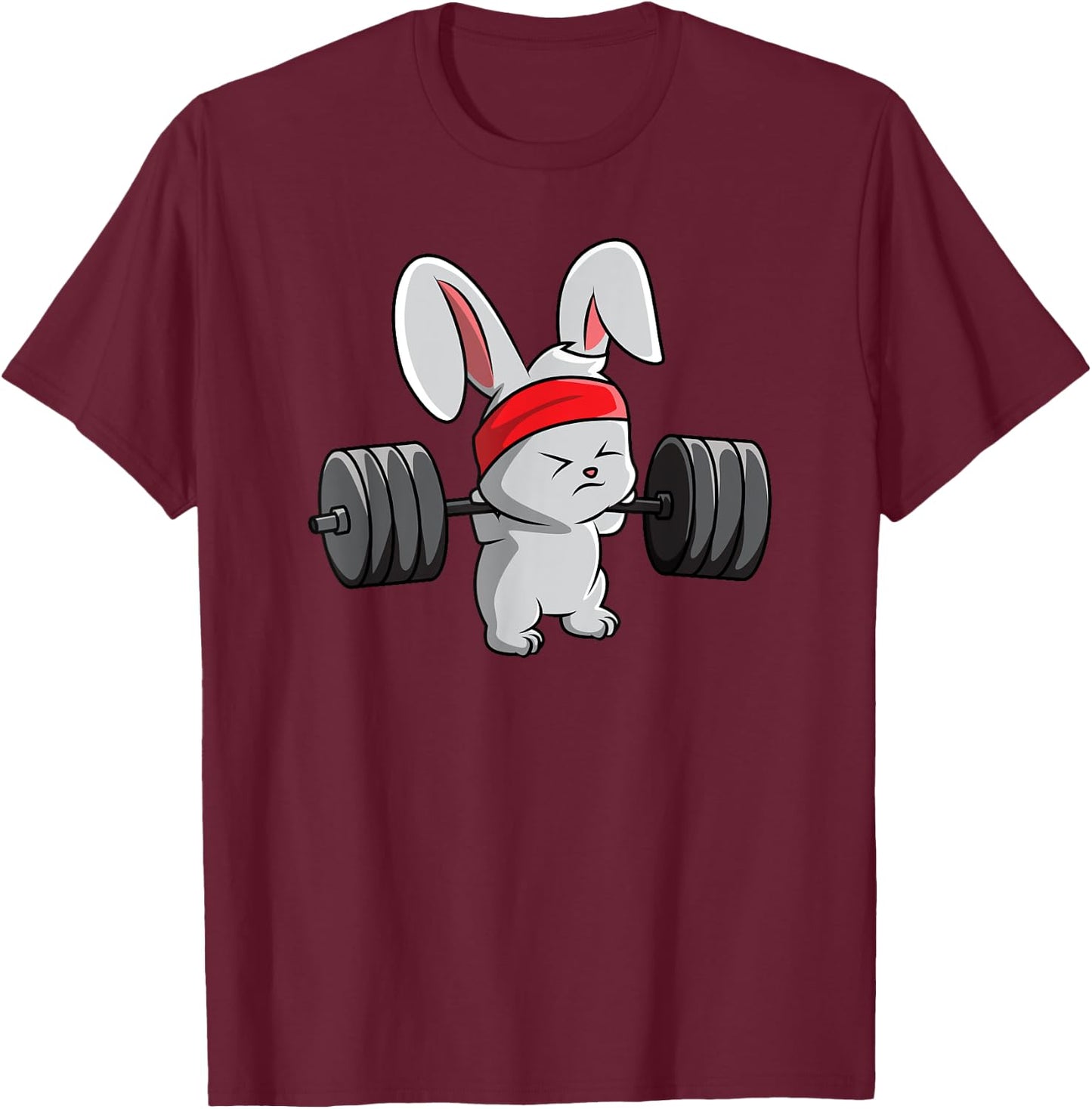 Bunny Gym , Rabbit Fitness Weightlifting Shirt T-Shirt - T-Shirt | Maroon
