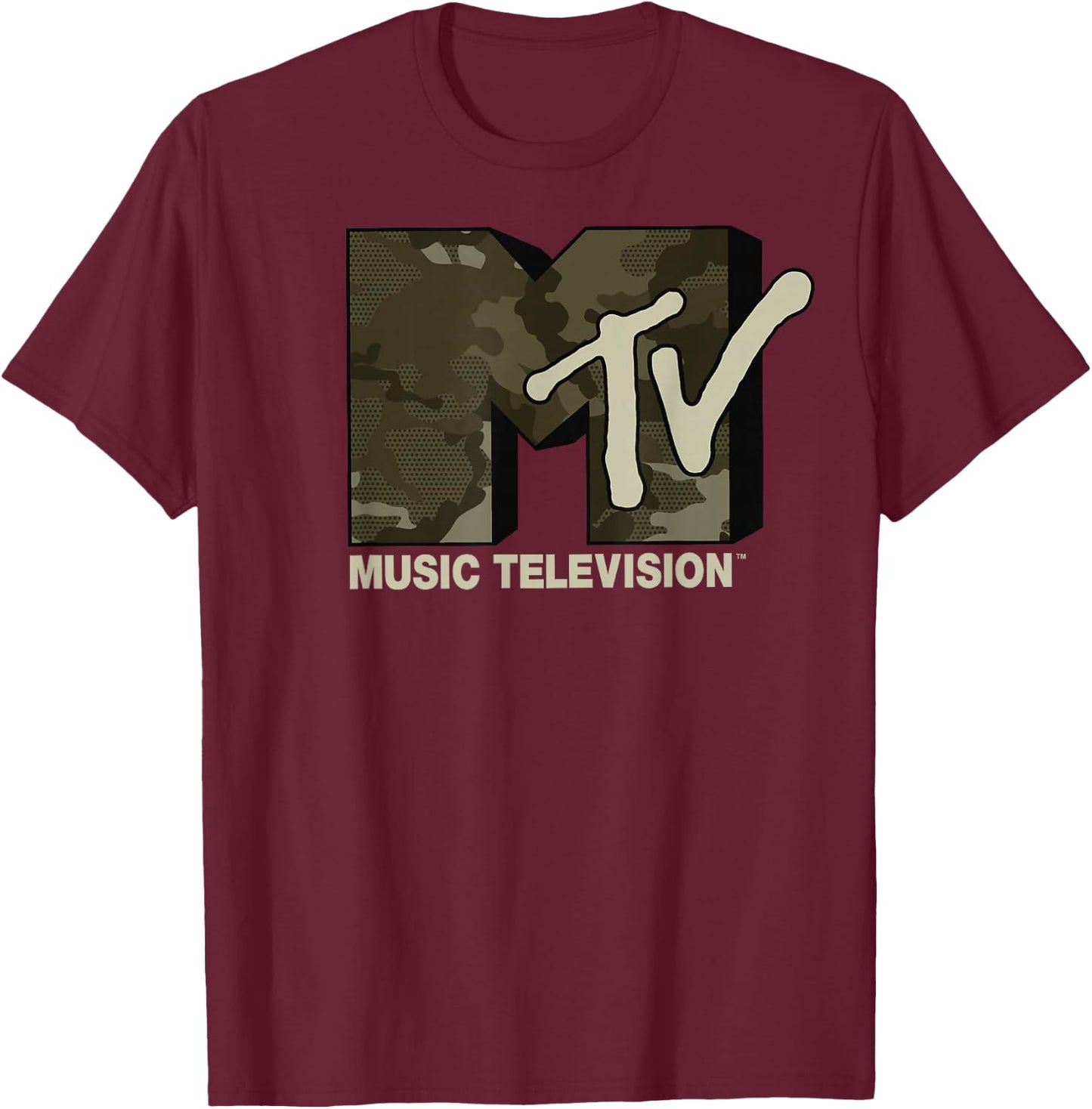 MTV Music Television Camouflage Logo T-Shirt - T-Shirt | Maroon