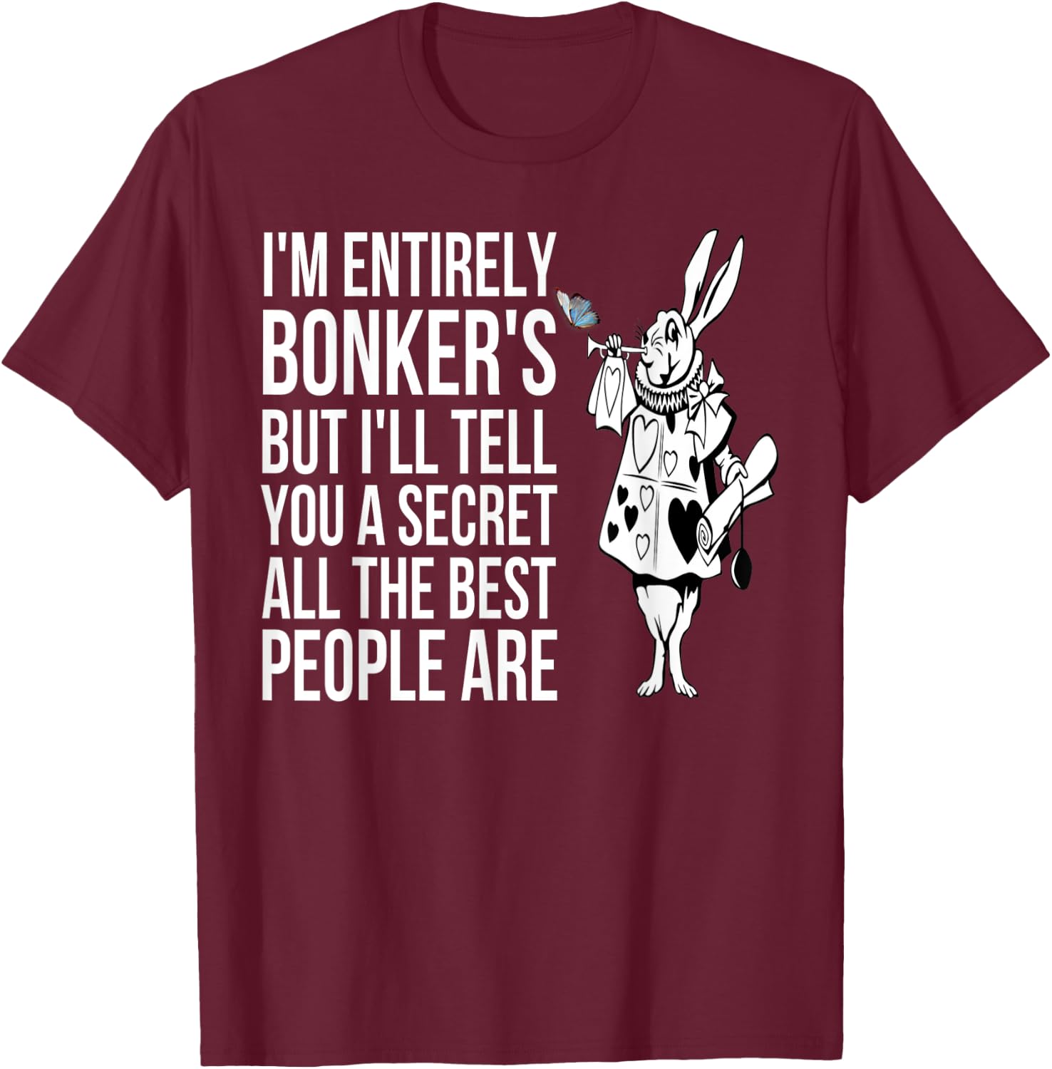 WHITE RABBIT Alice in Wonderland-Men Women Kids T Shirt T-Shirt - T-Shirt | Maroon