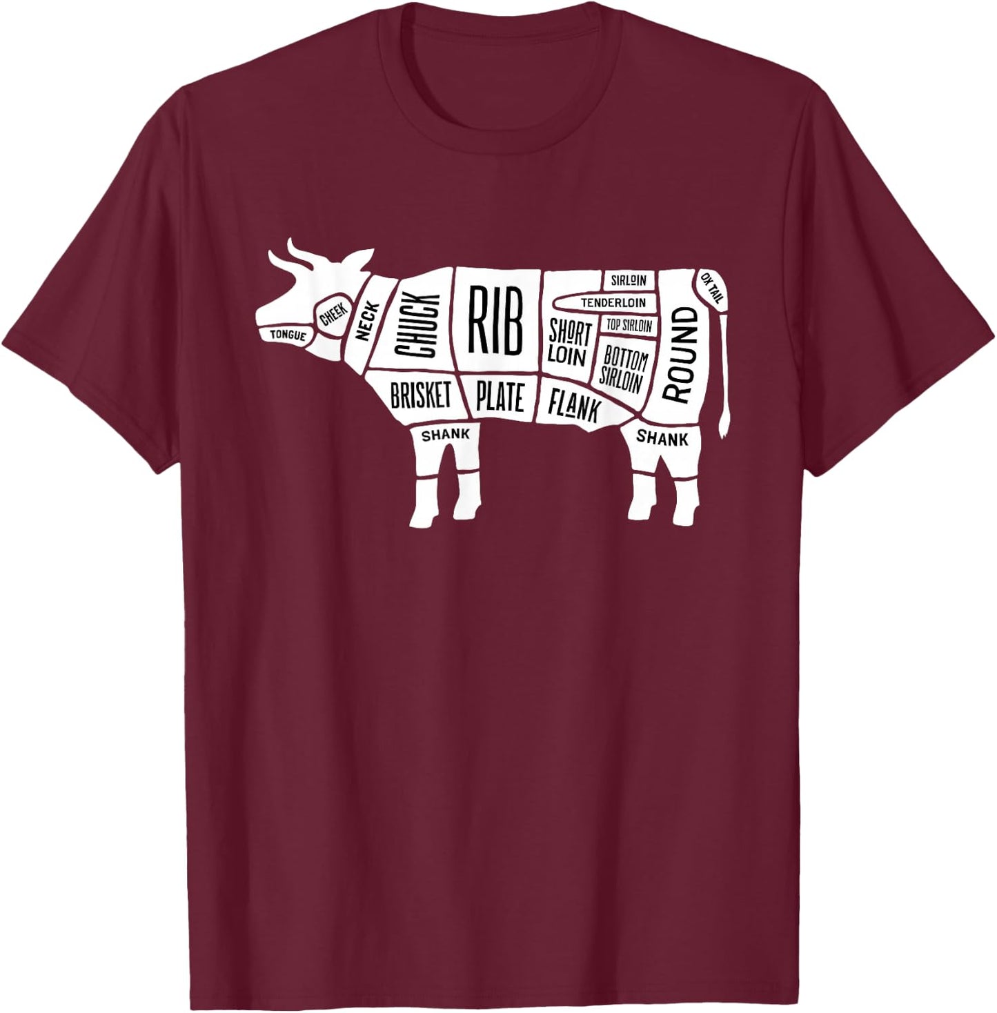 Know your beef cuts chef kitchen market butcher steak house T-Shirt - T-Shirt | Maroon