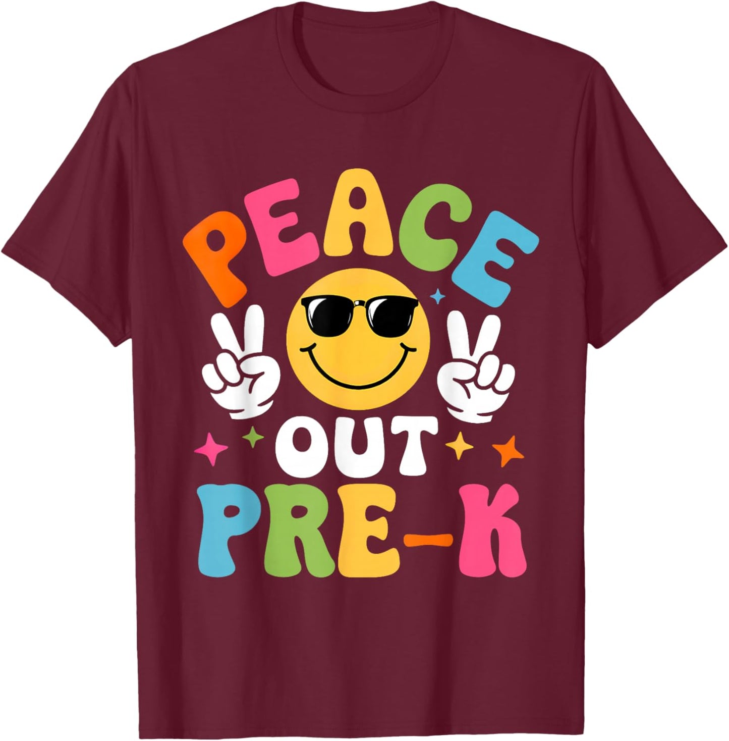 Last Day of School Pre-K Funny Peace Out Teacher Boys Girls T-Shirt - T-Shirt | Maroon