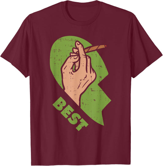 Best Buds Weed Matching Couple Shirt Joint Stoner Friends T-Shirt - T-Shirt | Maroon