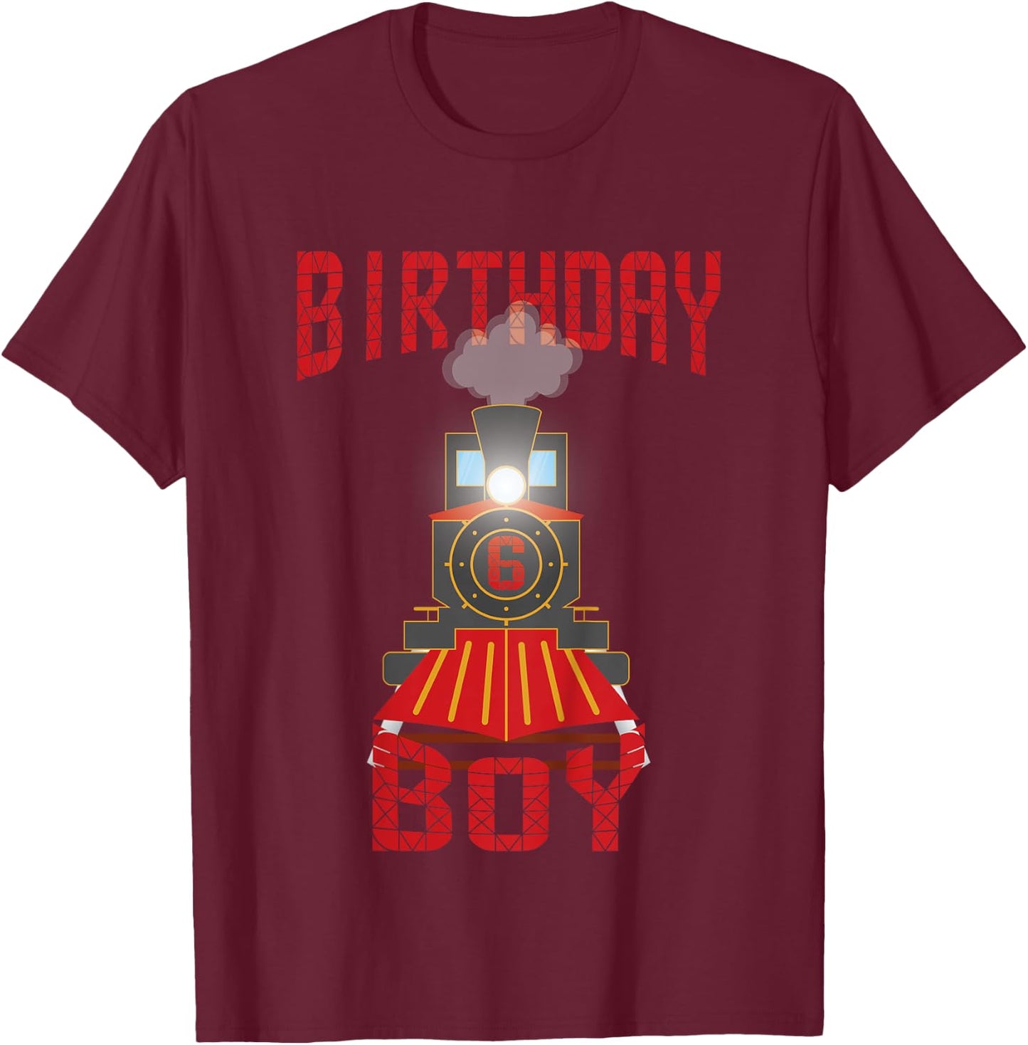 Kids 6th birthday train t shirt Gift six 6 years old boys T-Shirt - T-Shirt | Maroon