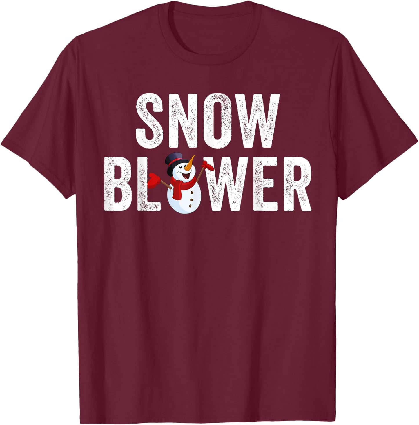 Snowman and Snow Blower Couples Matching Christmas Costume T-Shirt - T-Shirt | Maroon