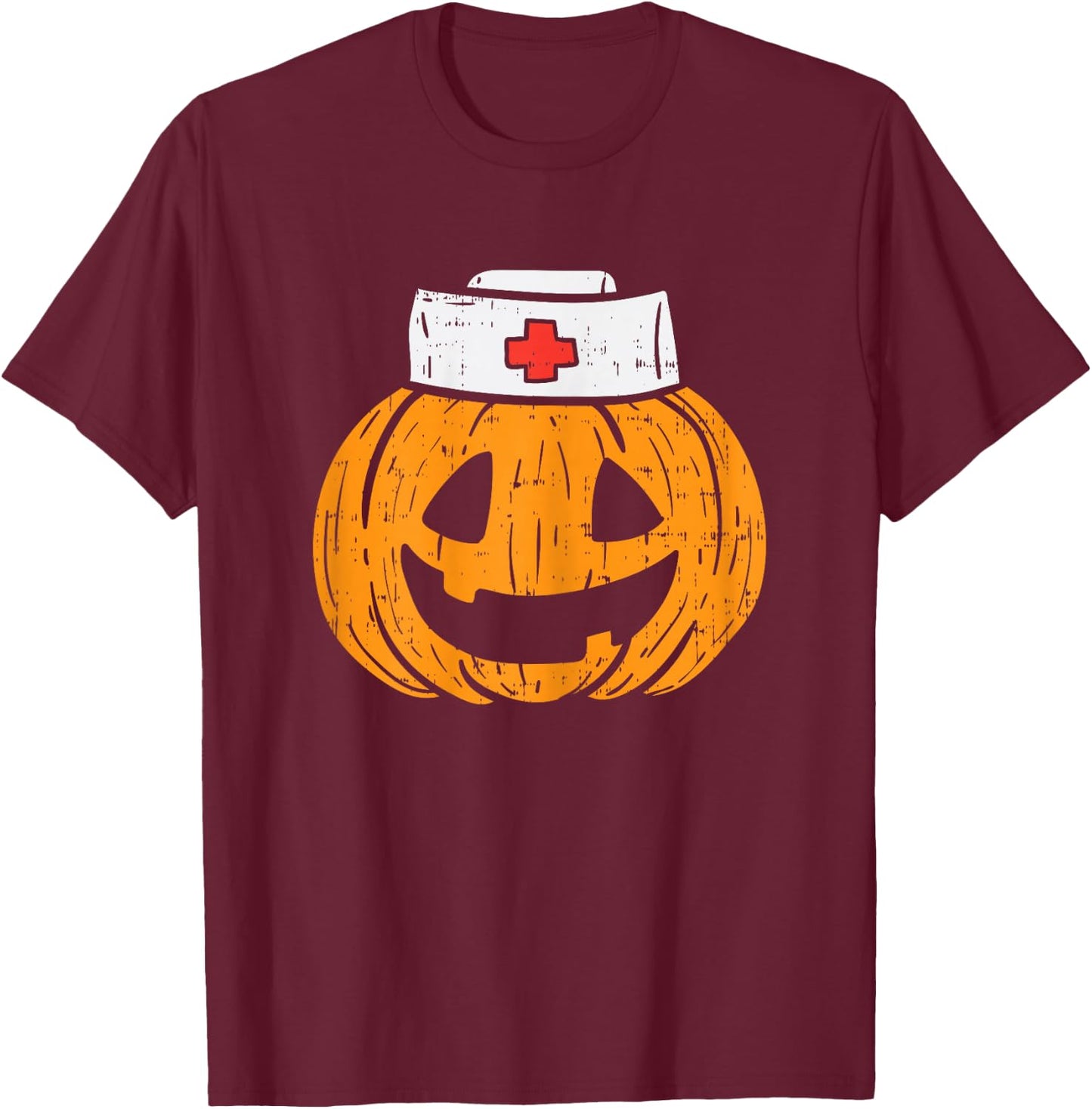 Pumpkin Nurse Funny Scary Halloween Costume RN CNA ICU Girls T-Shirt - T-Shirt | Maroon