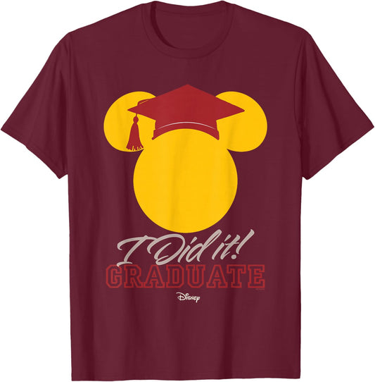 Disney Mickey and Friends Silhouette Icon Graduate I Did It T-Shirt - T-Shirt | Maroon