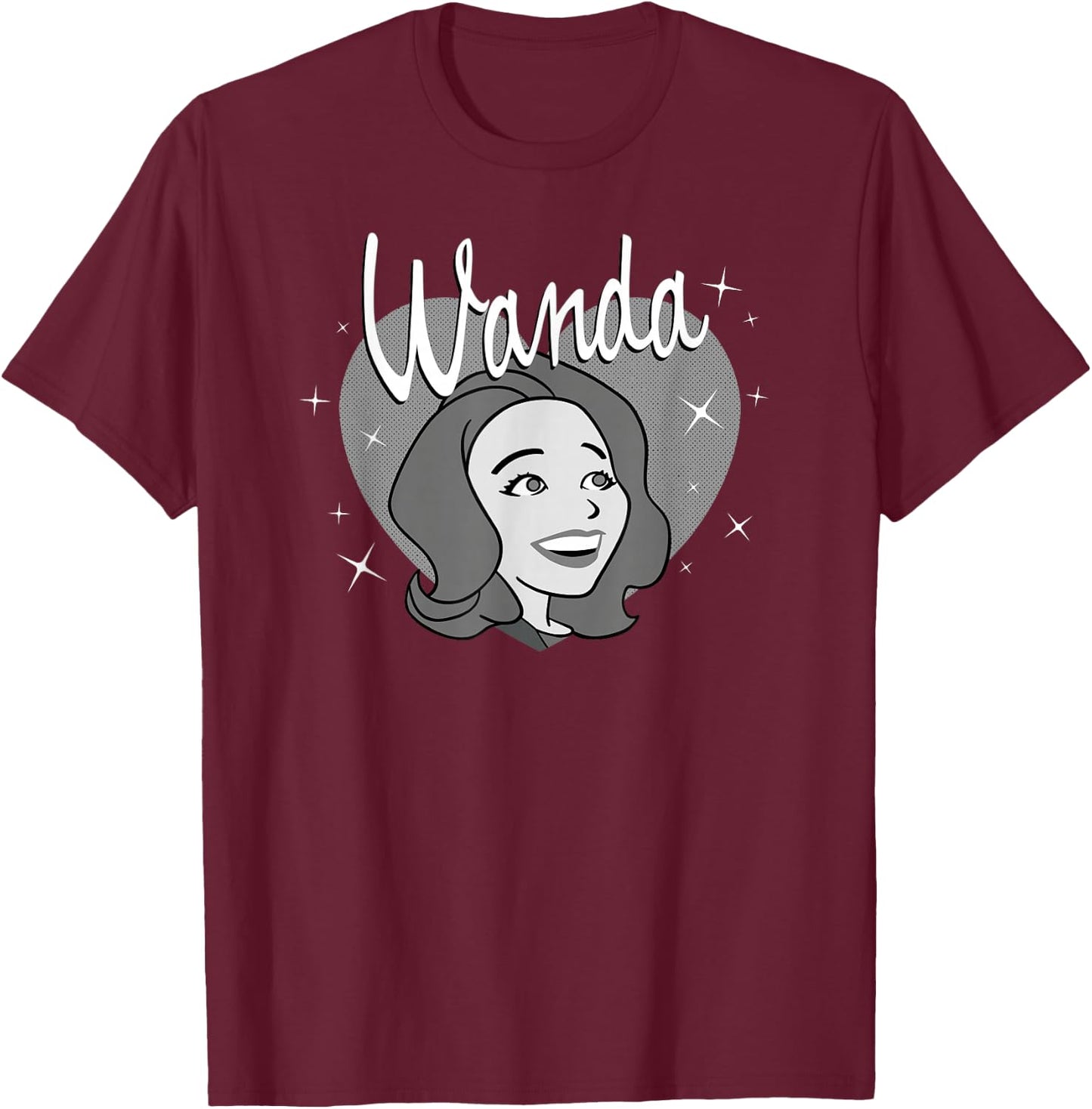 Marvel WandaVision Wanda Maximoff Heart Retro 60s T-Shirt - T-Shirt | Maroon