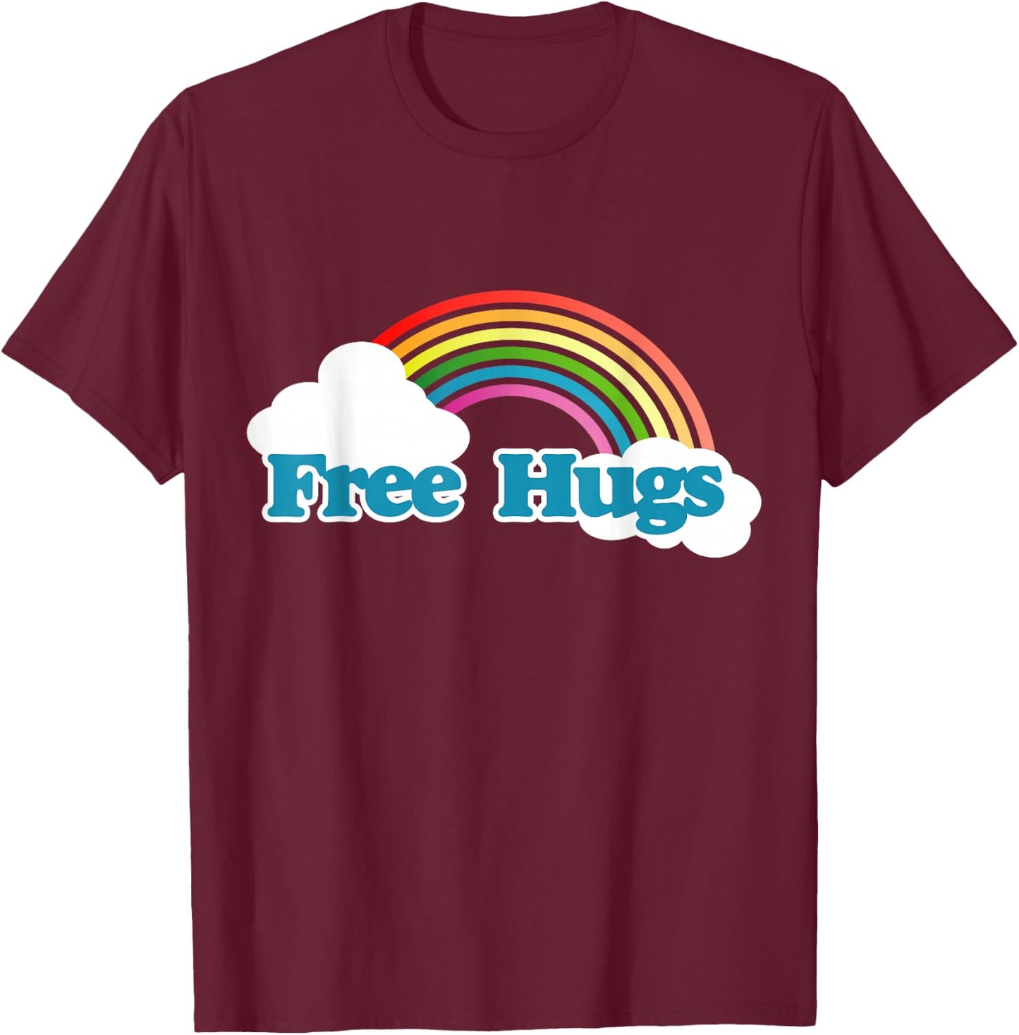 Free hugs shirt retro 80s rainbow I'm a hugger T-Shirt - T-Shirt | Maroon