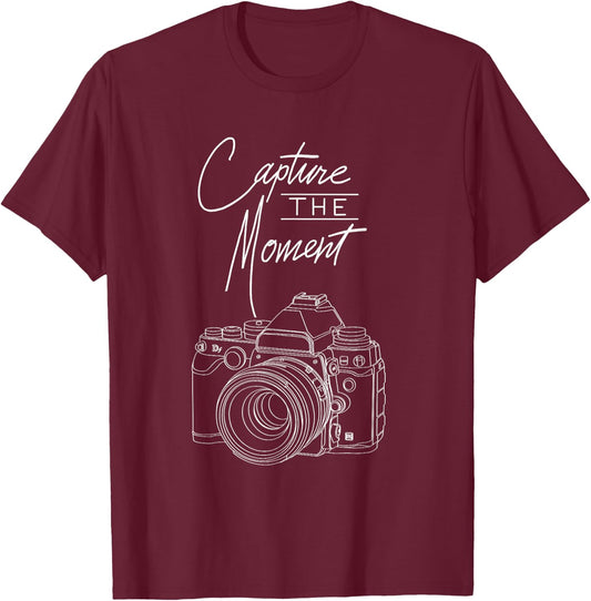 Capture The Moment Camera Photography Shirt for Photographer T-Shirt - T-Shirt | Maroon