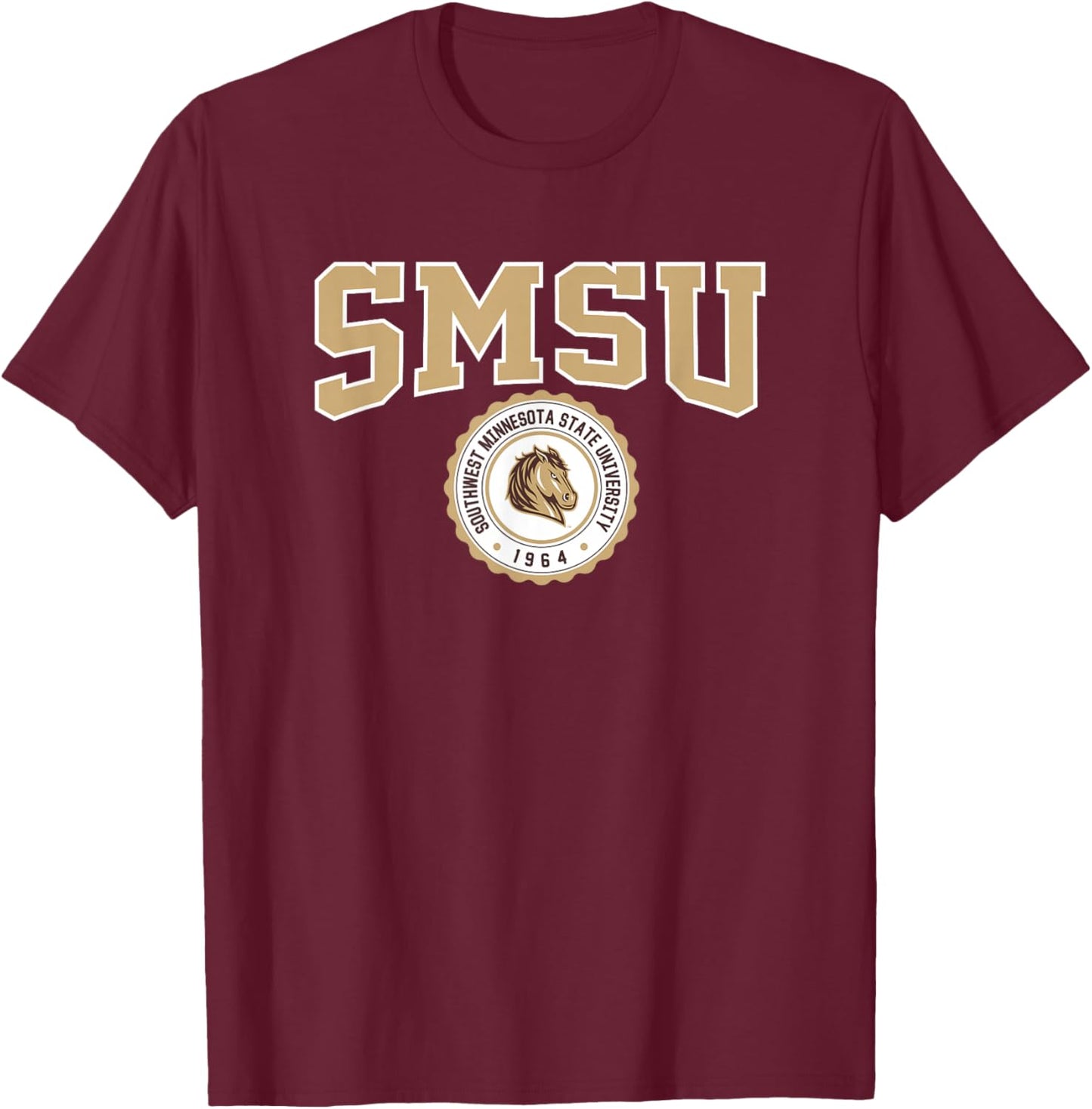 Southwest Minnesota State SMSU Mustangs Collegiate Seal T-Shirt - T-Shirt | Maroon
