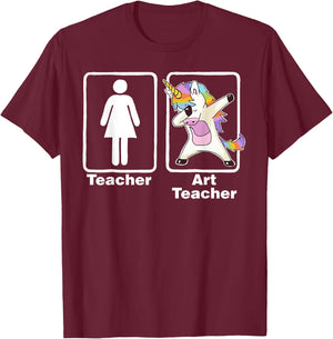 Funny Unicorn Art Teacher Art Teacher Gifts Women Girls Kids T-Shirt - T-Shirt | Maroon